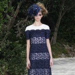 Chanel Spring 2013 Couture collection lace stripes dress