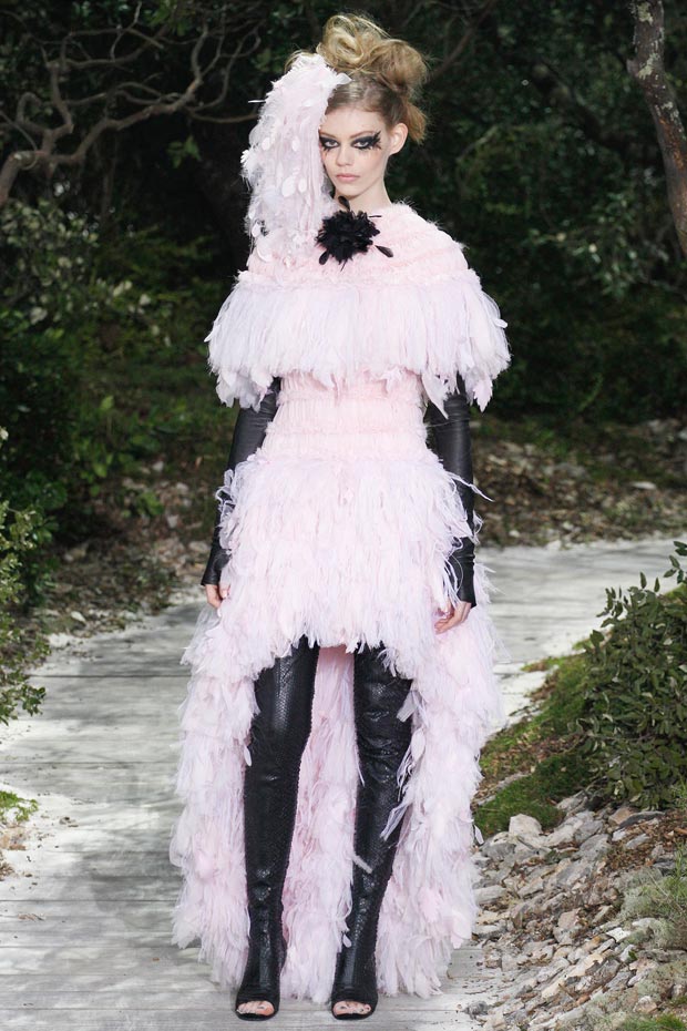 Chanel Spring 2013 Couture collection petals feathers dress