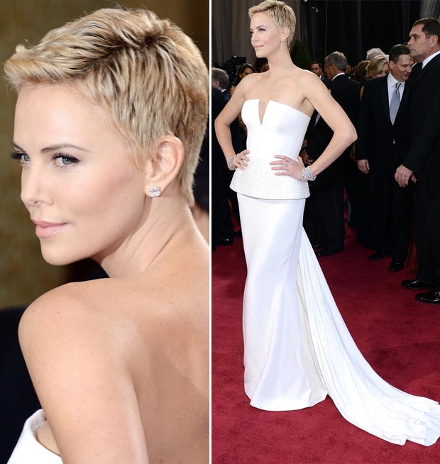 Charlize Theron Dior White dress 2013 Oscars