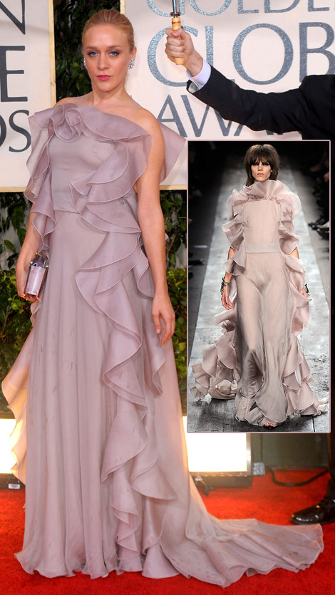 Chloe Sevigny Valentino lilac dress Golden Globes 2010