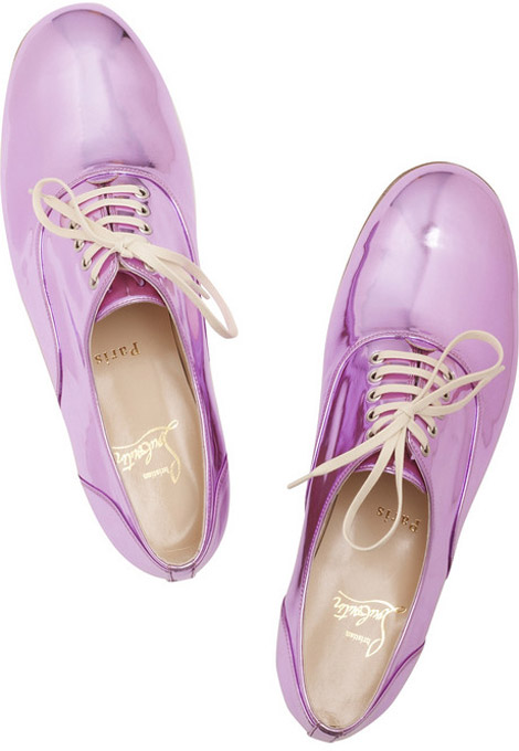 Christian Louboutin Fred Mirror leather Oxfords lilac