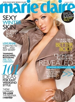 Pregnant Christina Aguilera Uncovers for Marie Claire