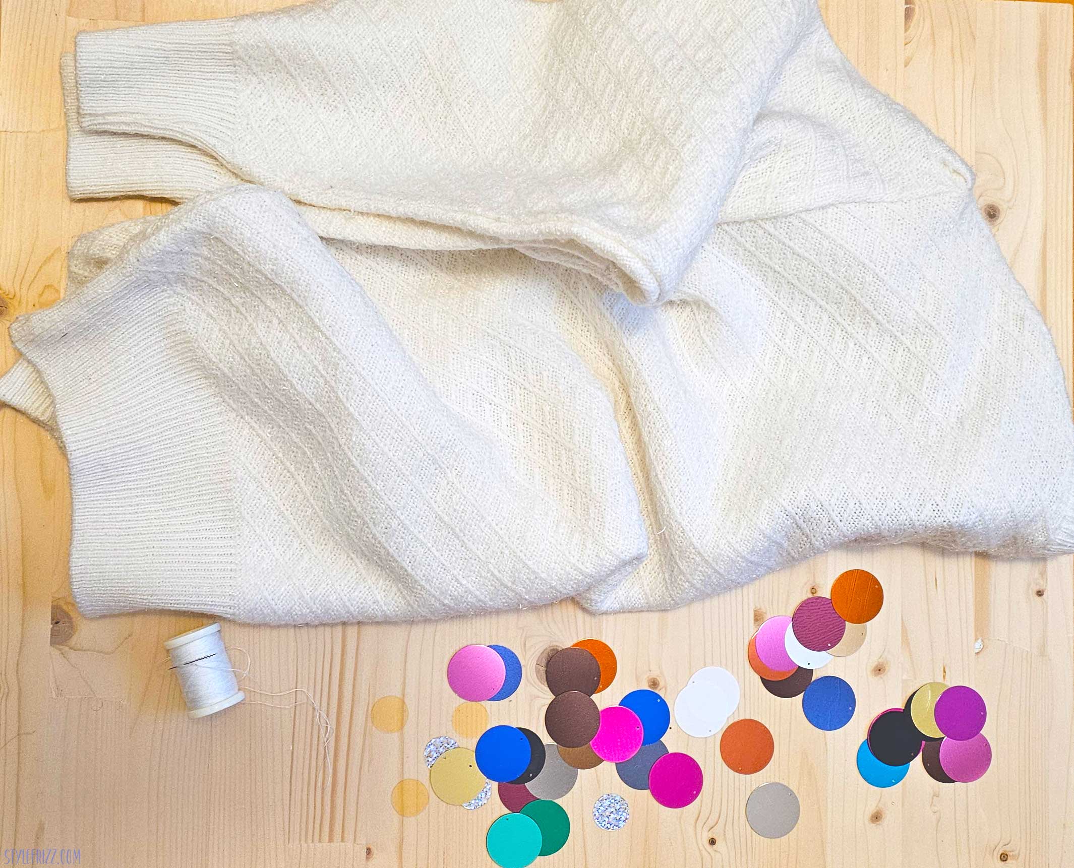 christmas sequins diy sweater project