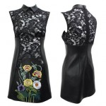 Christopher Kane flowers leather qipao