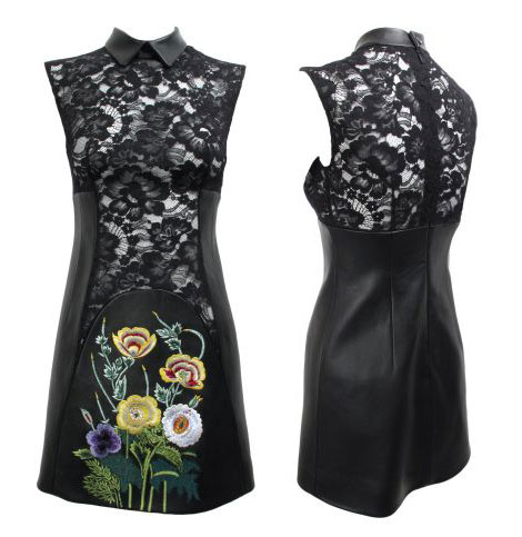 Christopher Kane flowers leather qipao