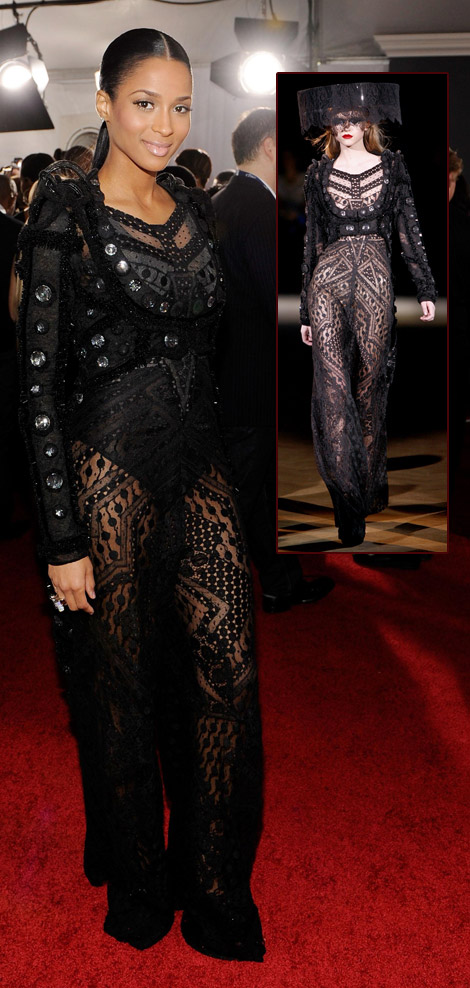 Ciara Givenchy Lace Dress 2010 Grammys