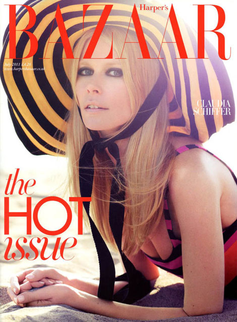 Claudia Schiffer Harper s Bazaar July 2011 cover subscr