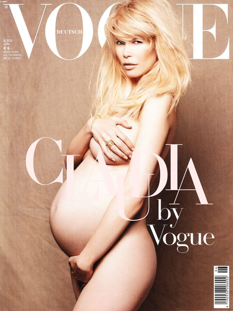 Claudia Schiffer Pregnant Vogue Germany June 2010 cover