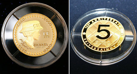 Coco Chanel 125 anniversary golden coin