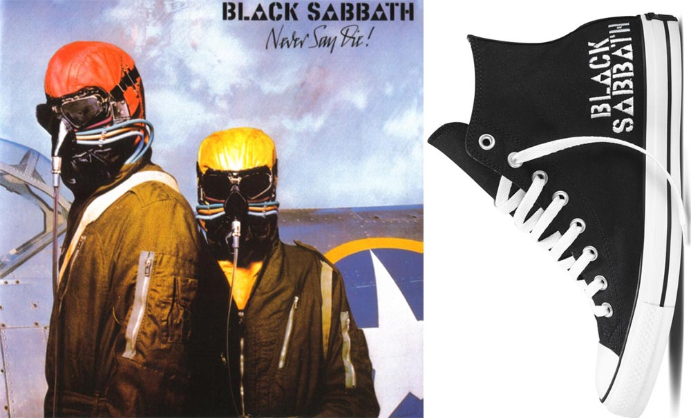 Converse Black Sabbath sneakers Never Say Die album cover