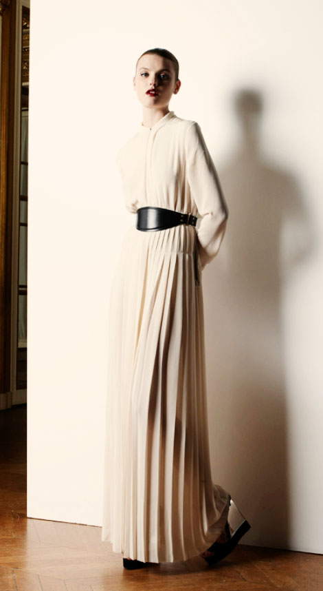 creamy pleated maxi dress Lanvin Resort 2013 collection