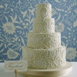 crewelwork white wedding cake