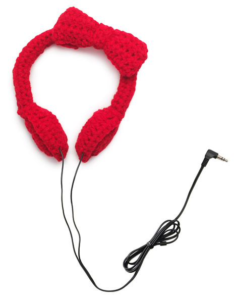 Crocheted bow headphones red