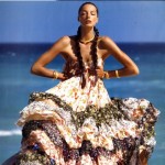D&G Strapless Ruffled Dress on Daria Werbowy in French Vogue April Issue
