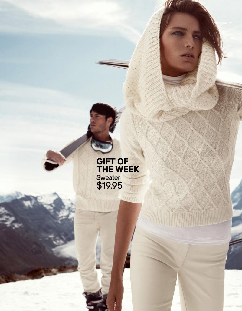 Daria Werbowy white sweater HM winter 2012