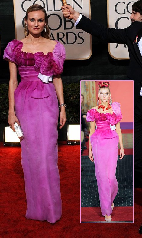 Diane Kruger Christian Lacroix dress Golden Globes 2010