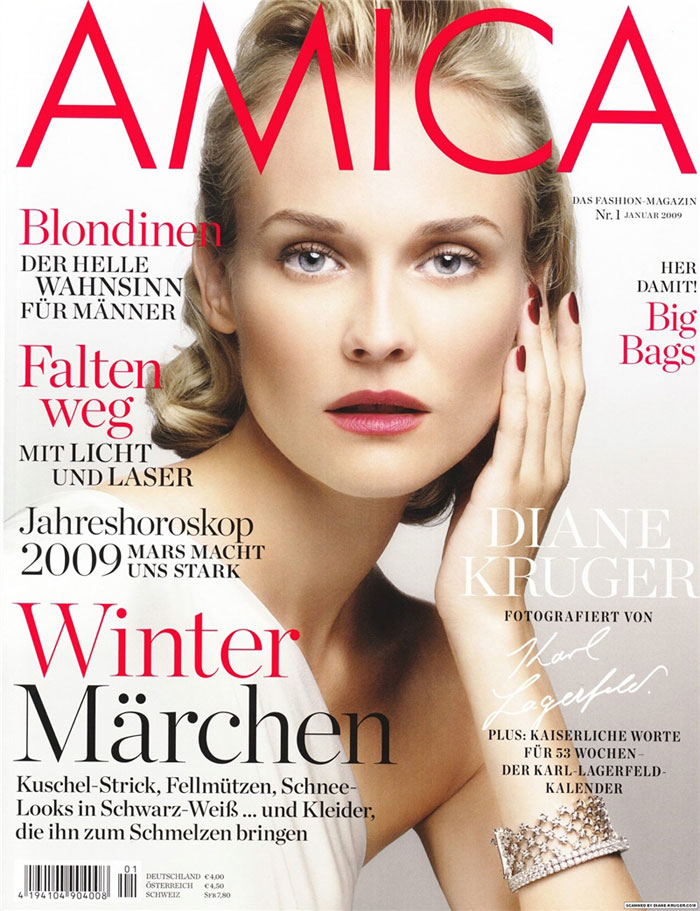 Diane Kruger pictures Amica January 09 Karl Lagerfeld cover large