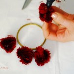 DIY Burberry pompom bracelets step two