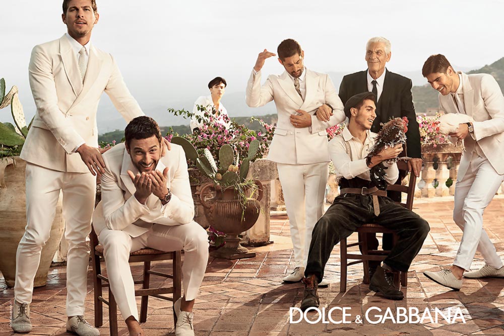 Dolce Gabbana men white suits Spring Summer 2014 ad campaign