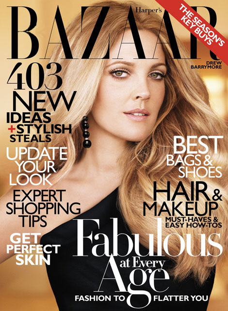 Drew Barrymore Harper s Bazaar October 2010 cover