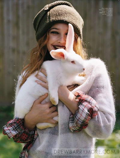 Drew Barrymore Pop magazine November animals issue rabbits