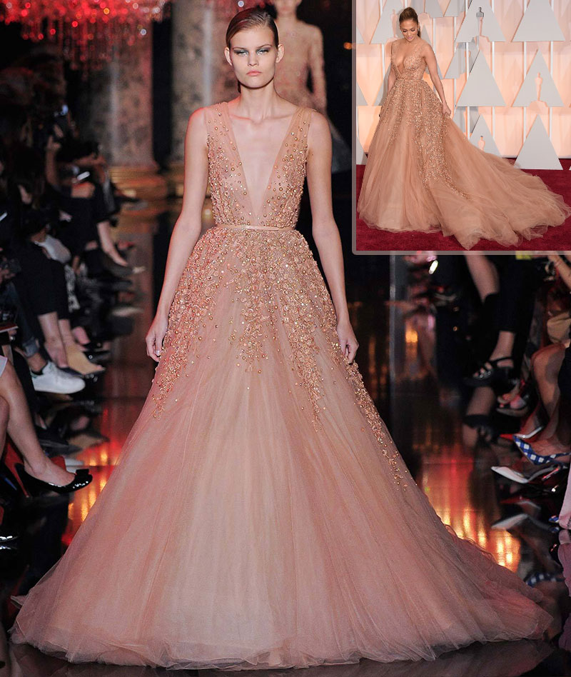 Elie Saab fall14 Couture dress as seen on JLo Oscars 2015