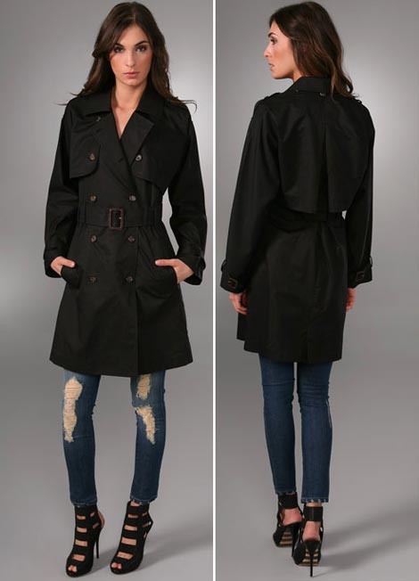 Elizabeth and James Convertible Trench coat black
