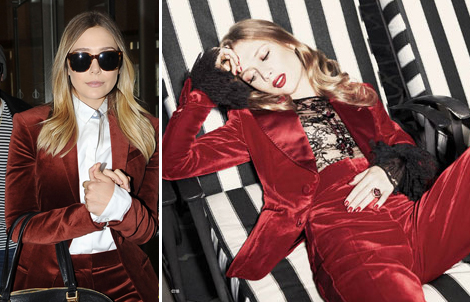 Elizabeth Olsen's Red Velvel Suit. Elizabeth And James Vs Tom Ford -  StyleFrizz