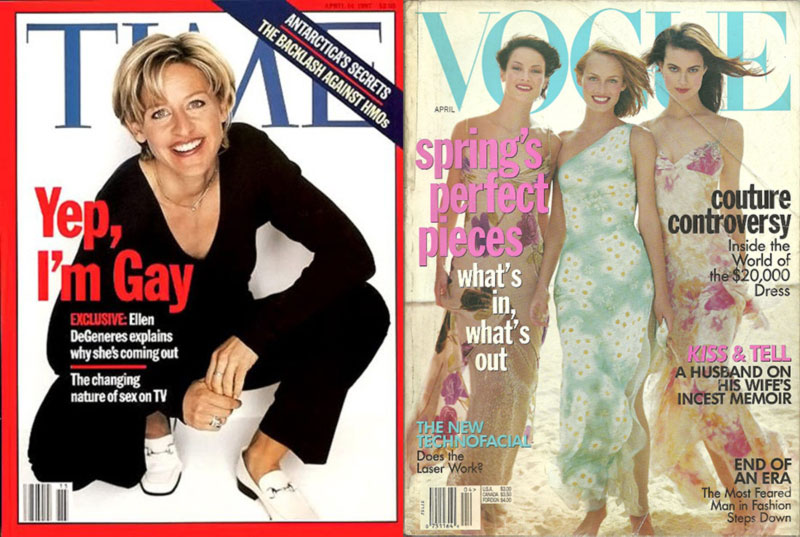 Ellen Degeneres coming out time magazine Vogue magazine cover 1997