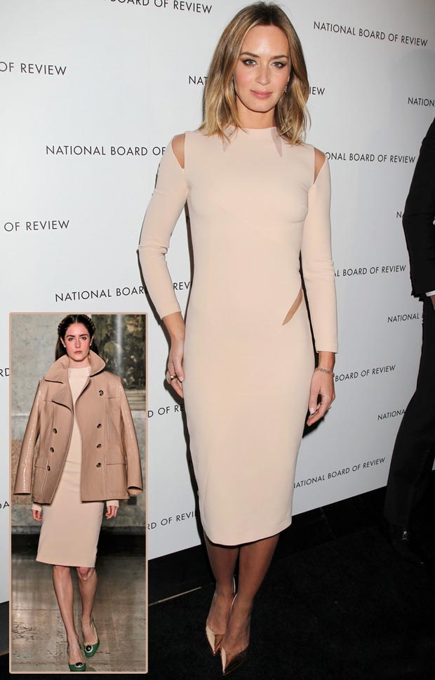 Emily Blunt Pucci cutout beige dress NBR Awards 2013