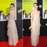 Emma Watson beige Armani dress malfunction Red Carpet