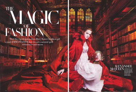 Emma Watson Harpers Bazaar October 2008 in Alexander McQueen