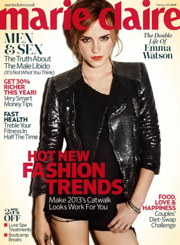 Emma Watson Vs Heidi Klum, Marie Claire February 2013 Cover Stars