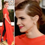 Emma Watson red Dior HC dress Golden Globes 2014