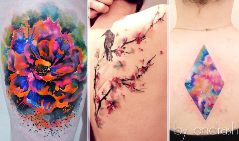 fabulous feminine watercolor tattoos Ondrash