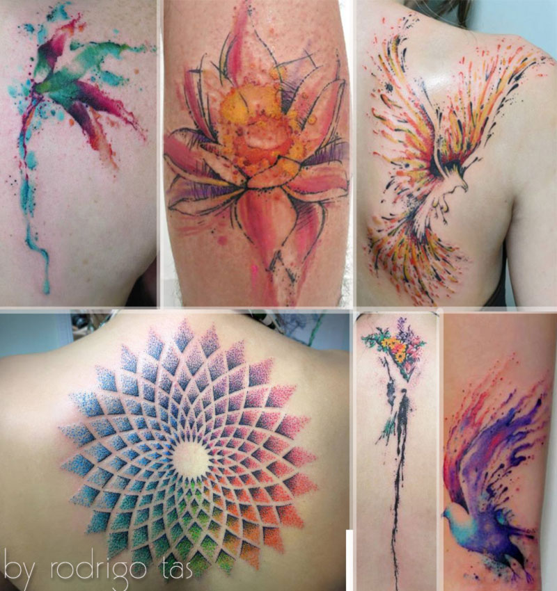 fabulous feminine watercolor tattoos Rodrigo Tas