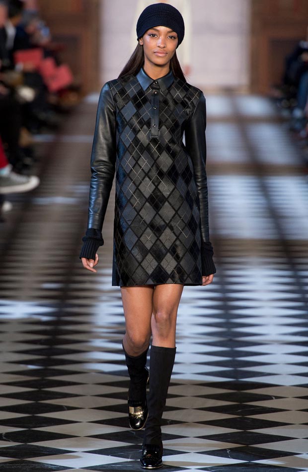 fall leather checkered dress Tommy Hilfiger Fall 2013