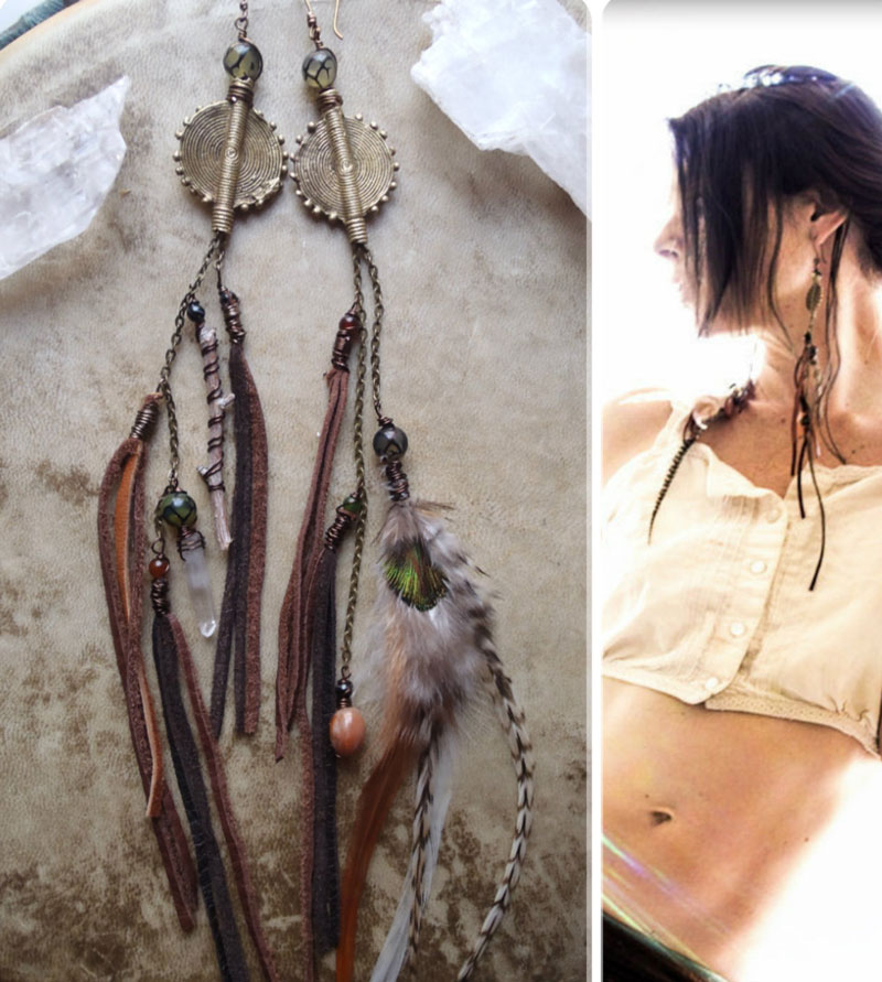 feathered earrings Spirit Tribe