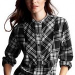 flannel plaid black and white shirt Gap