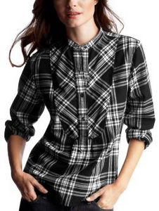 flannel plaid black and white shirt Gap