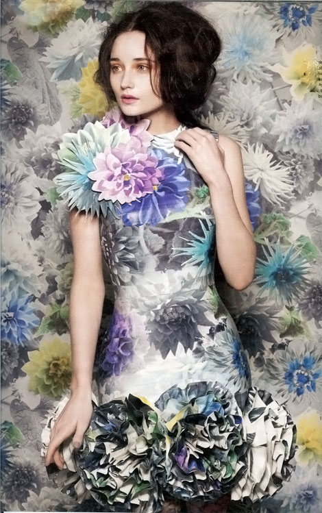 Flowers wallpaper dress