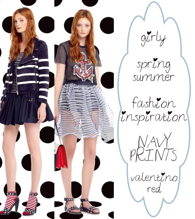 girly fashion inspiration Spring Summer navy prints