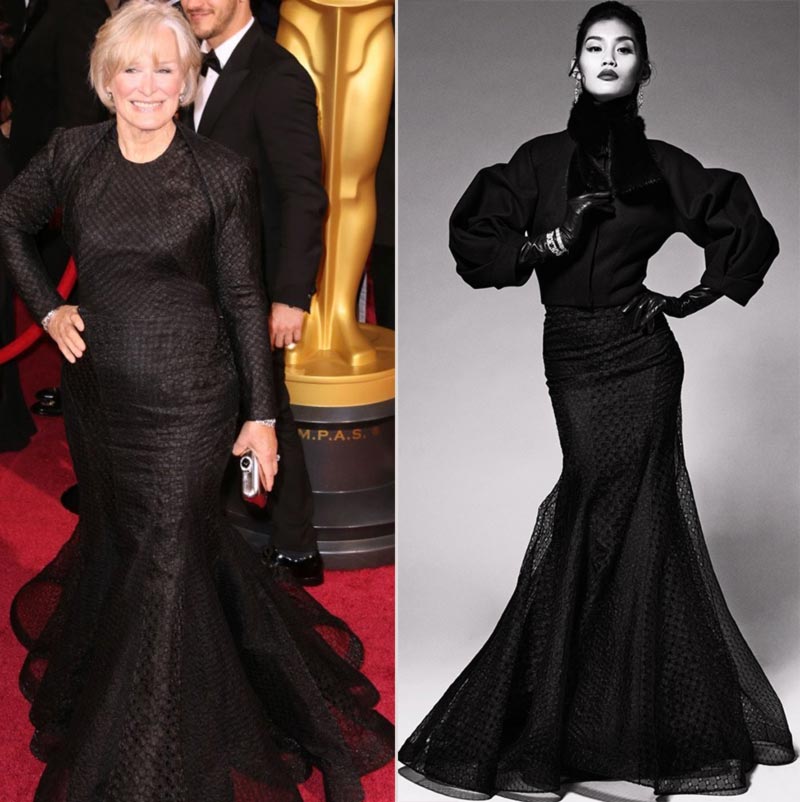 Glenn Close Zac Posen black dress 2014 Oscars