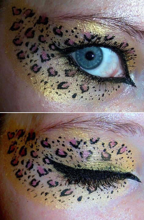 glittery leopard eyes makeup
