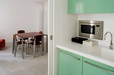glossy green kitchen cabinets Azzedine Alaia