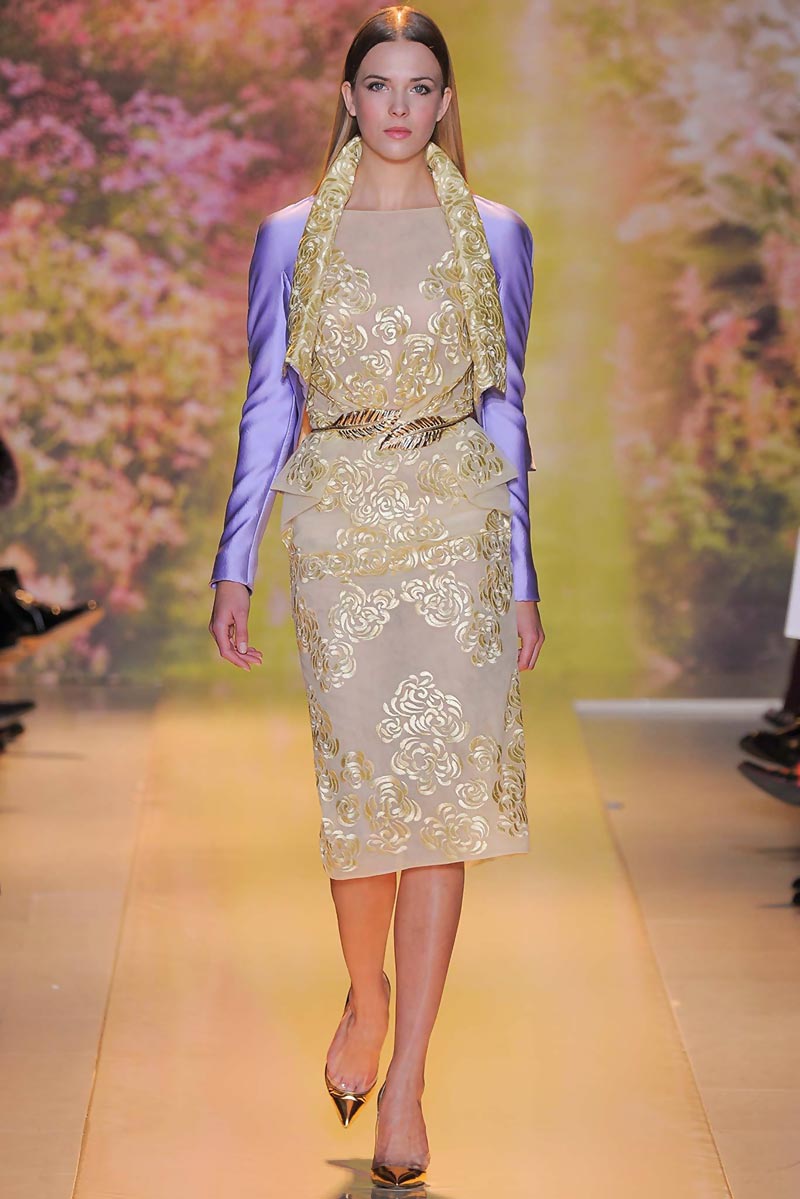 gold embroidery lavender jacket dress Zuhair Murad Spring 14 Couture