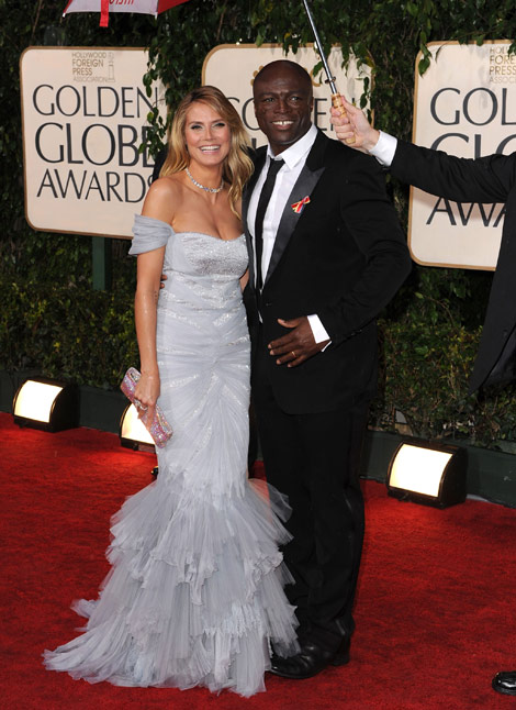 Heidi Klum Roberto Cavalli Dress Seal Golden Globes 2010