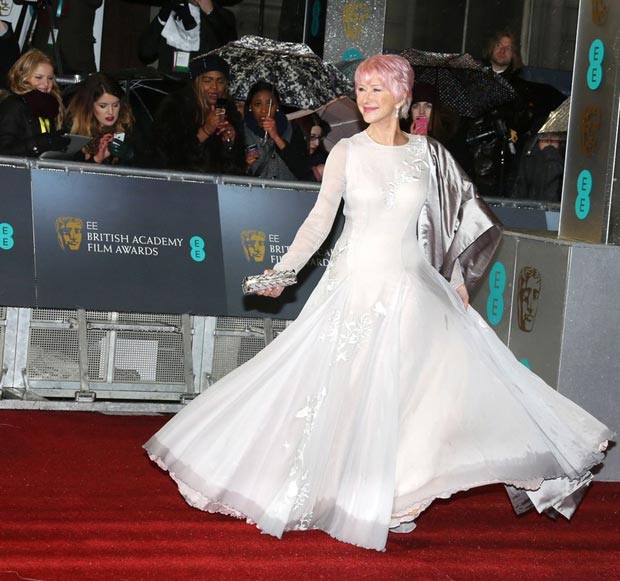Helen Mirren New Pink Hair 2013 Bafta Awards