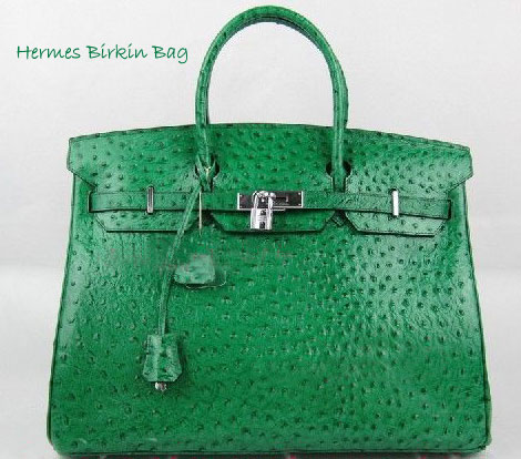 Hermes Birkin Green Ostrich Bag