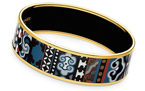 Hermes enamel bracelet gold